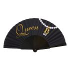 Anne Boleyn Queen 'B' initial black luxury folding hand fan