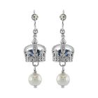 Queen Victoria's small diamond crown pearl drop earrings