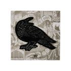 Black and silver raven iron on patch