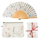 Fan, cosmetic bag and fragrance sachets in floral pastel design