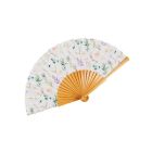 Fan with a white floral pastel design