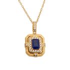 Tudor Square Lapis Stone Gold Necklace