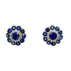 9ct gold vintage inspired flower sapphire earrings