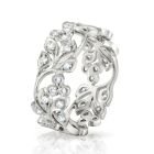 18ct white gold diamond leaf ring