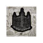 Grey white tower iron on patch
