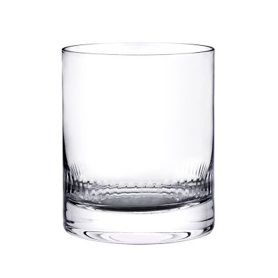 Vintage style spear engraved glass whisky glasses, set of 2