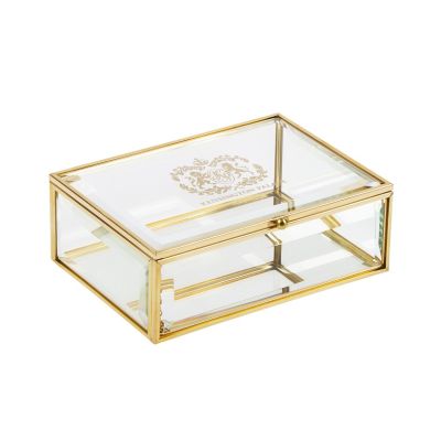 Glass trinket box with gold edges and Kensington Palace crest
