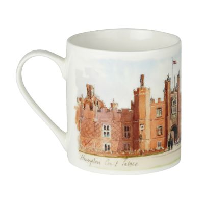 Hampton Court Palace watercolour bone china mug side