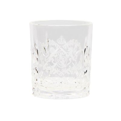 Crystal tote glass with an engraving of Kensington Palace crest