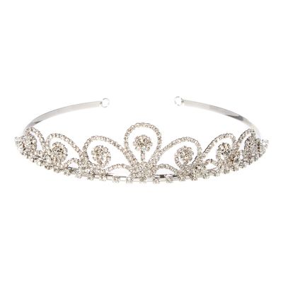 Classic princess tiara with sparkling stones on silver band