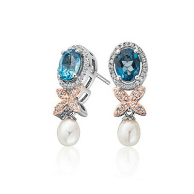 Clogau Queen's Jubilee Superbloom blue topaz earrings