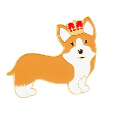 Corgi Magnet - A metal corgi dog magnet wearing a red crown. 