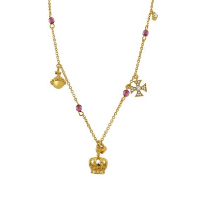Crown of India gold plated charm necklace
