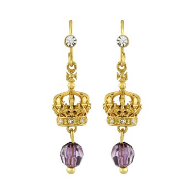 Crown of India gold drop earrings