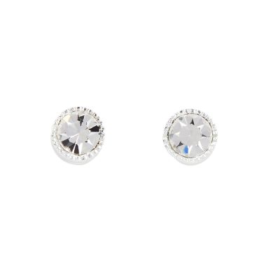 Rhodium plated crystal stud tennis earrings