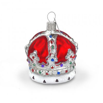 Red crown glass tree decoration