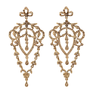 Gold plated delicate long crystal stud earrings