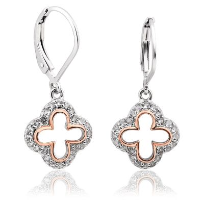 Clogau Tudor Court white topaz cross design drop earrings