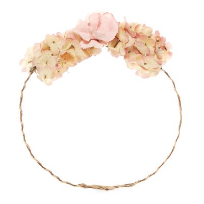 Pink floral hydrangea rustic headband