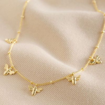 14ct gold plated tiny bee charm necklace