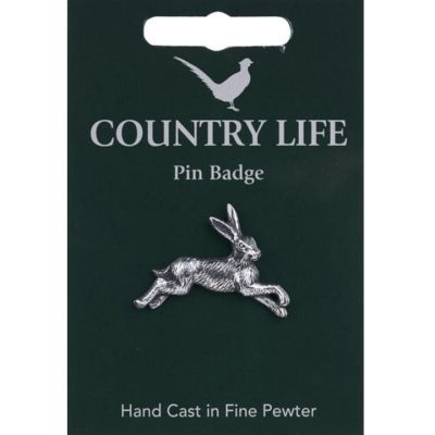 Hare pewter pin badge