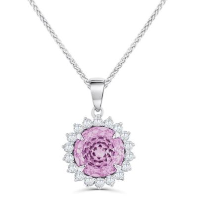 Hyperion sterling silver Rose de France amethyst and white sapphire pendant