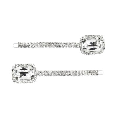 Large jewelled hairgrip silver (set of 2)