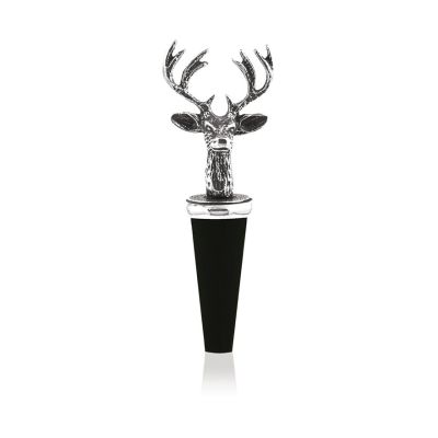 English pewter stag head bottle stopper