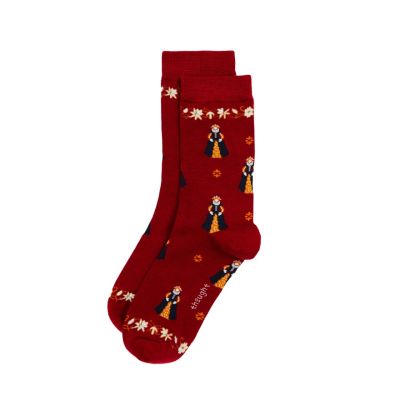 Regina Pair of Socks - A red pair of socks featuring images of Elizabeth I.
