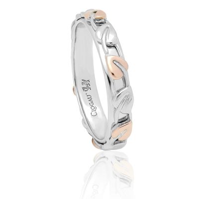 Clogau Gold Tree of Life band ring - silver and rose gold