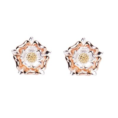 Tudor Rose silver stud earrings