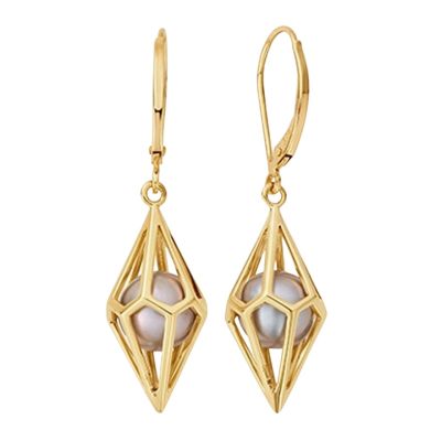 Clogau 9ct gold black pearl Watching Chamber earrings