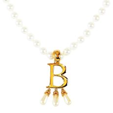 Anne Boleyn 'B' initial necklace with pearls
