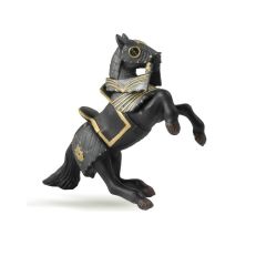 Medieval knight in black armour's horse model figurine