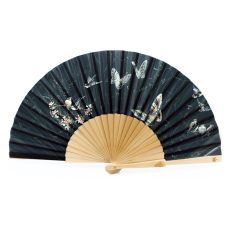 Black butterfly folding paper hand fan inspired by the royal dress collection
