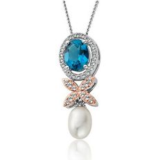 Clogau Queen's Jubilee Superbloom blue topaz pendant necklace