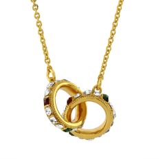 Double ring 18ct gold plated small necklace