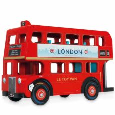 Large children's wooden London double decker red bus toy