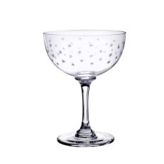 Vintage style star engraved champagne saucers