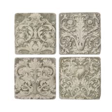 Grey Grecian ceramic kitchen coasters set of 4