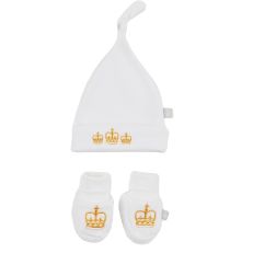 Little London Crown embroidered cotton hat and booties