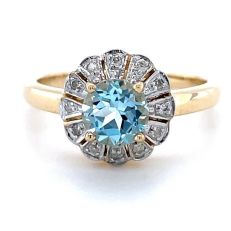 9ct gold topaz and diamond cocktail ring