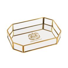 Glass trinket tray with gold edges and Kensington Palace crest
