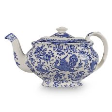 Blue Regal Peacock earthenware teapot