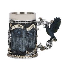 Engraved black tankard with 3D raven at the Tower of London