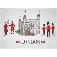 Tower of London illustrated icons tea towel