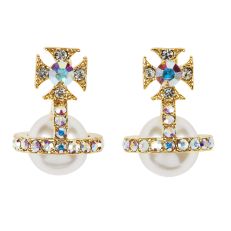 Pearl and crystal orb stud earrings