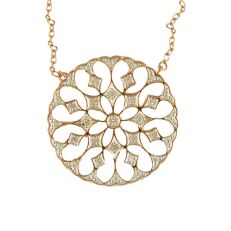 9ct rose gold circle diamond pendant