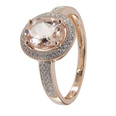 9ct rose gold diamond and morganite ring
