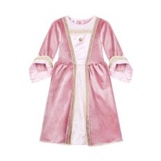 Pink velvet medieval style children's dress up gown with gold embroidery
